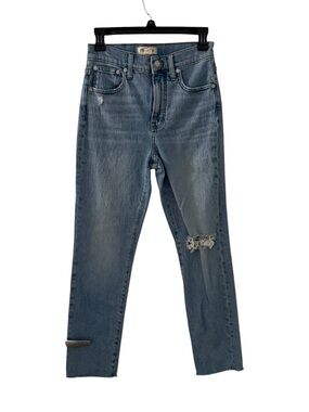 Madewell The Perfect Vintage Jean Straight Leg Distressed Medium Blue Wash Jeans
